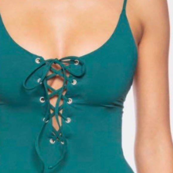 TAVIK Monahan Tie Up One-Piece Swimsuit in Green (Size M) - Picture 3 of 6